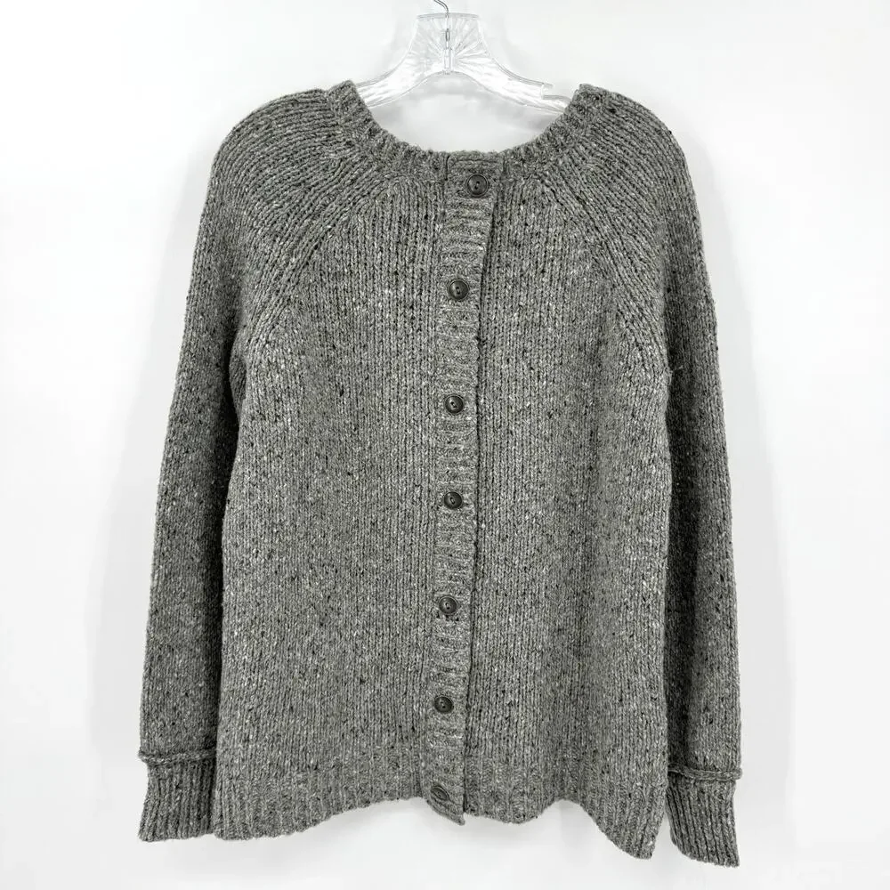 Willi Smith Gray Sweater Womens XL Wool Blend Button-Backed Lagenlook High-Low